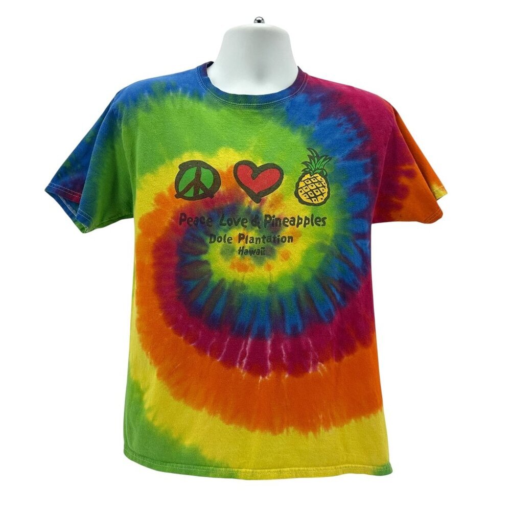 Vintage Dole Mens Medium Shirt Tie Dye Peace Love & Pineapples Graphic T-Shirt